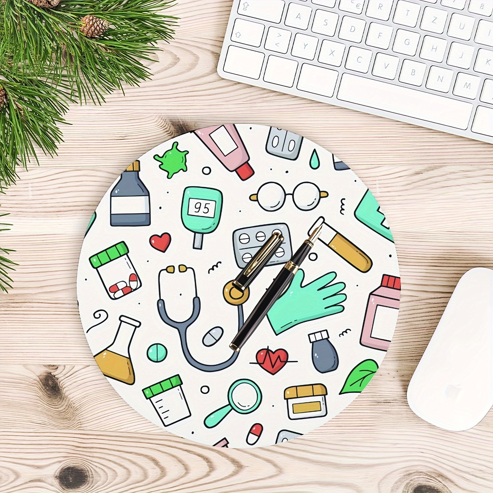 Desk Setup Rug - Round Nurses Doctors Office Rug Non-Slip