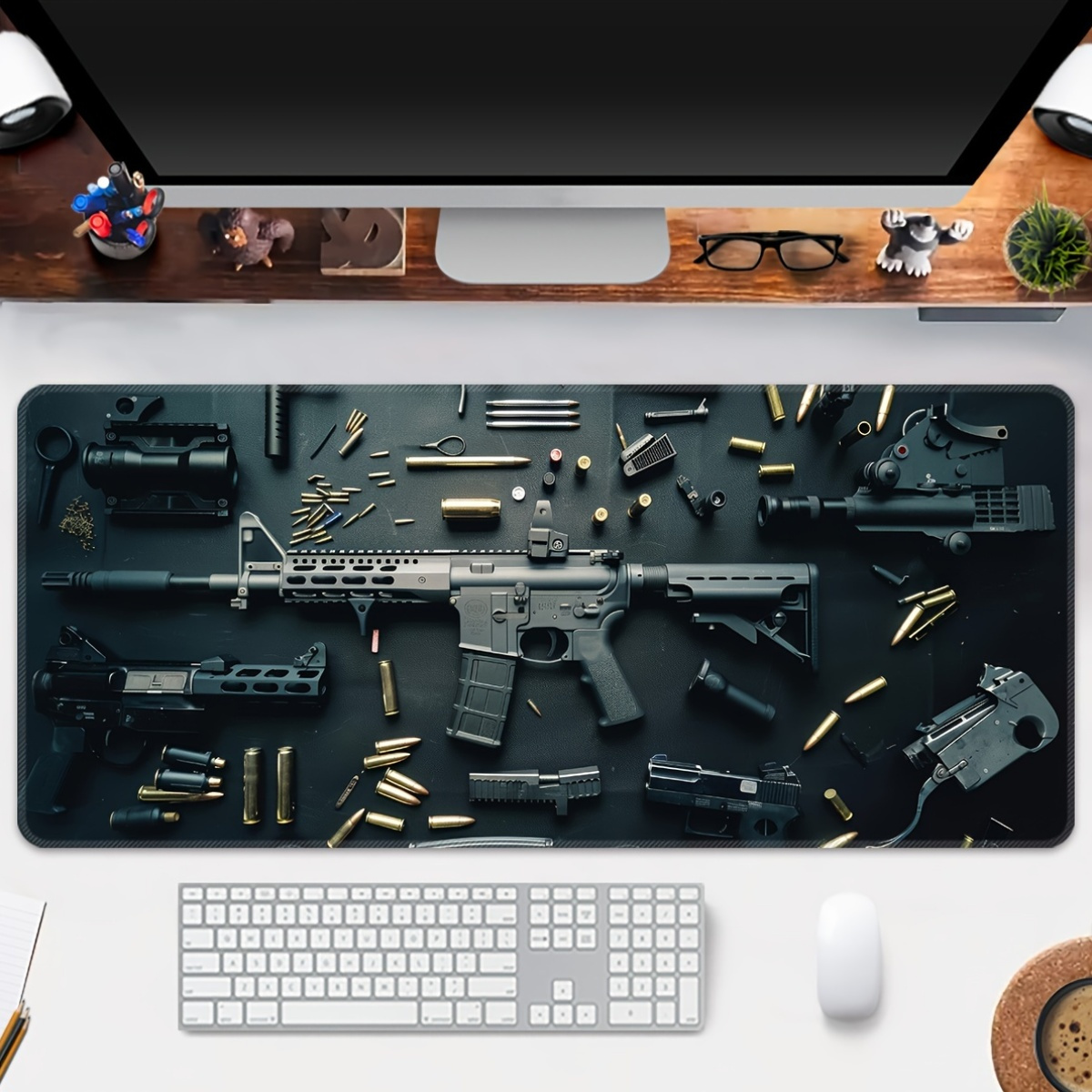 Desk Setup Rug - Gun Desk Mat Large Gaming Mouse