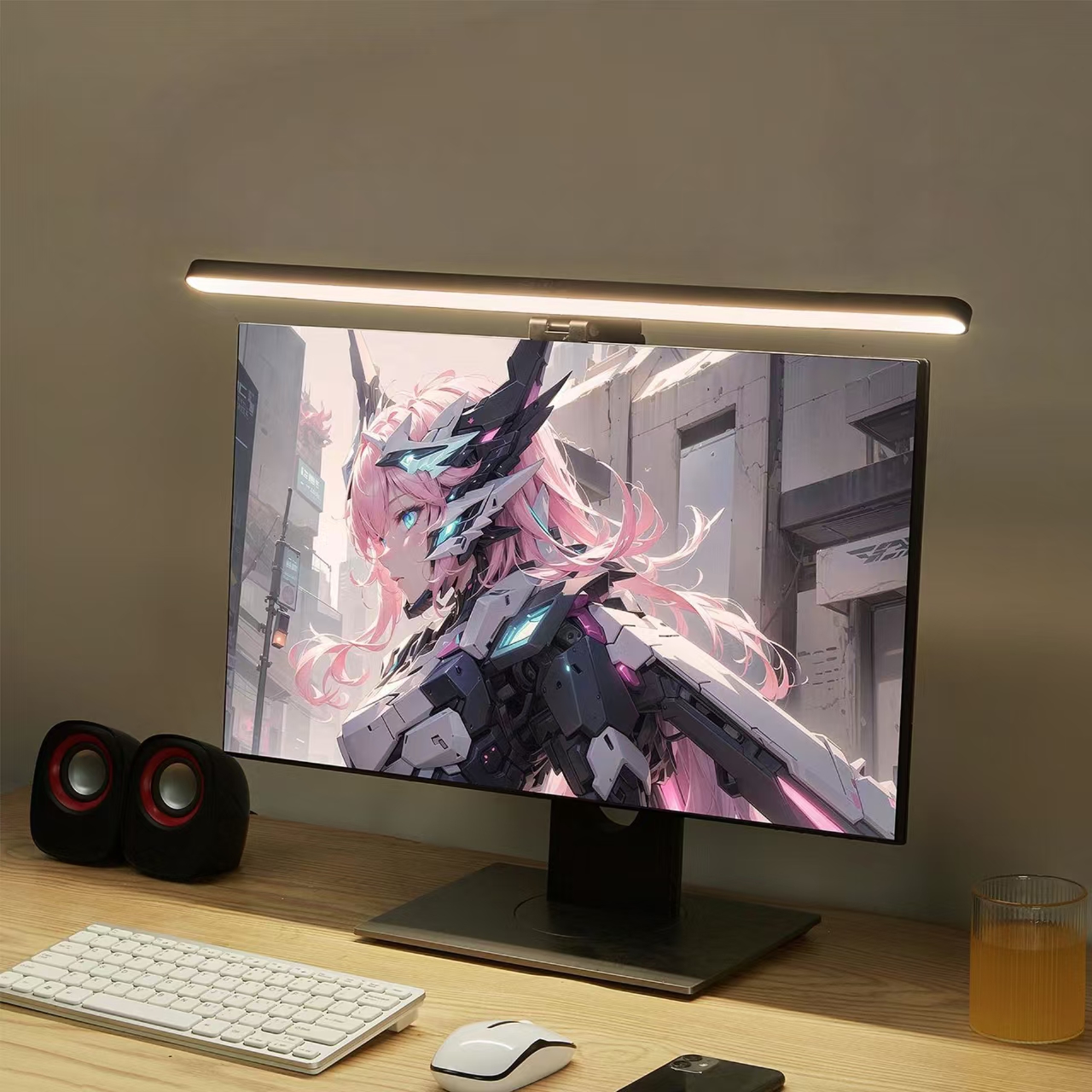 Desk Room Setup - LED Monitor Light Hanging Desk Lamp