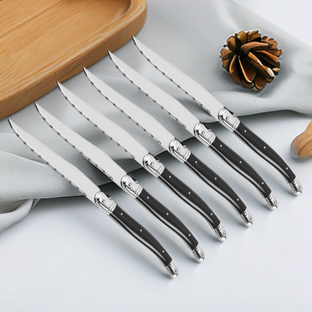 Desk Setup Black - 9'' Laguiole Steak Knives Set Serrated