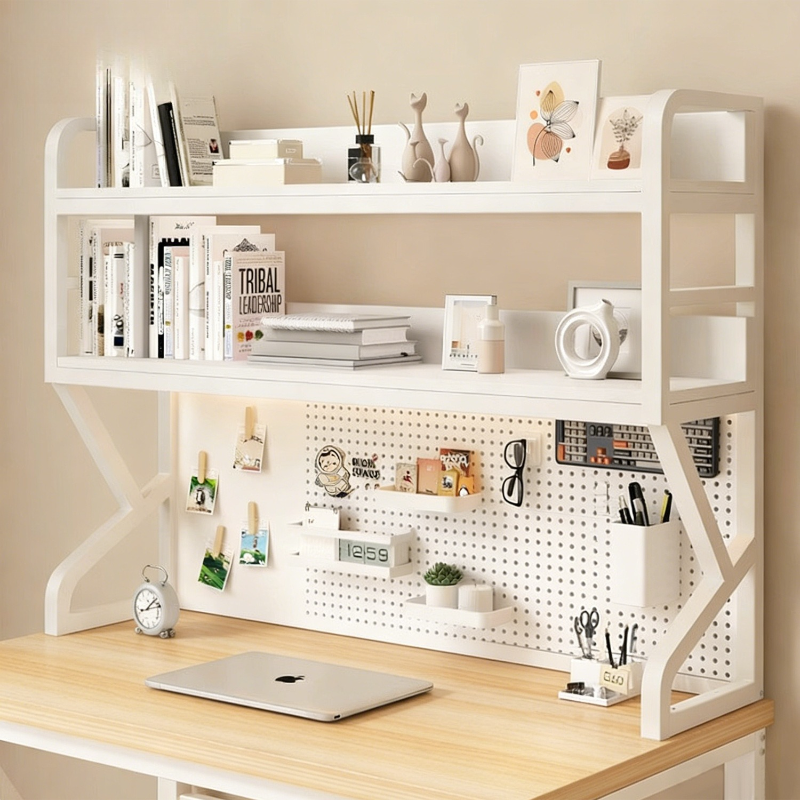 Desk Setup Productivity - Desktop Storage Shelf with Pegboard Organizer,