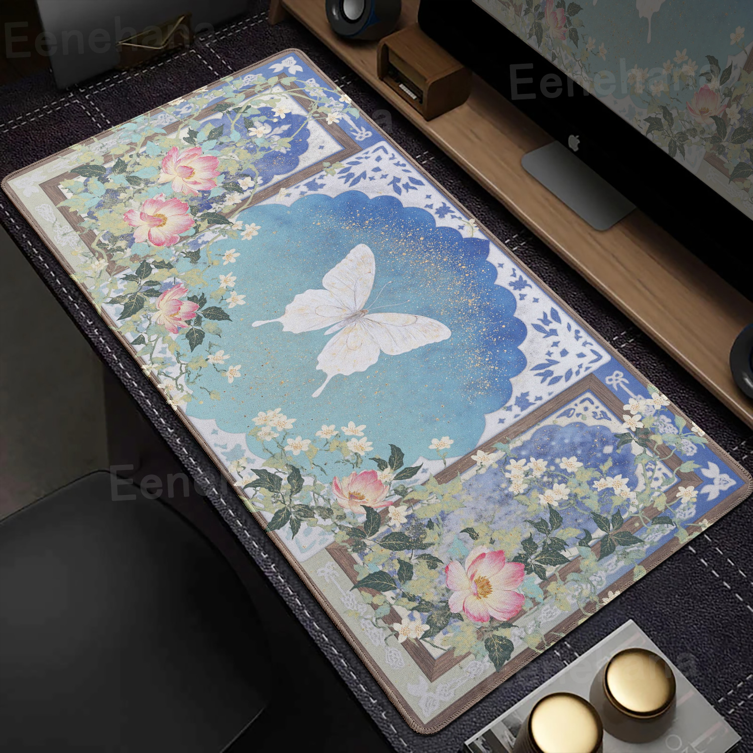 Desk Setup Accessories Aesthetic - Butterfly Flower Mouse Pad Keyboard Star