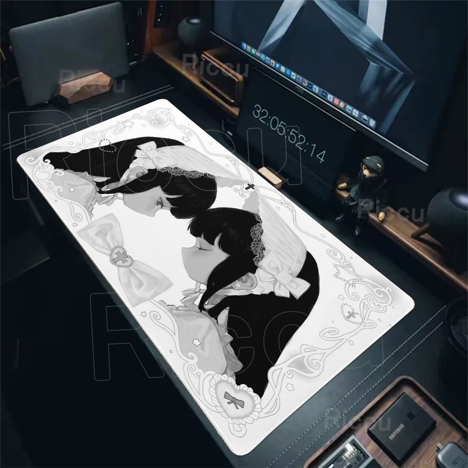 Desk Setup Accessories Aesthetic - Black And White Mousepad Aesthetics Anime