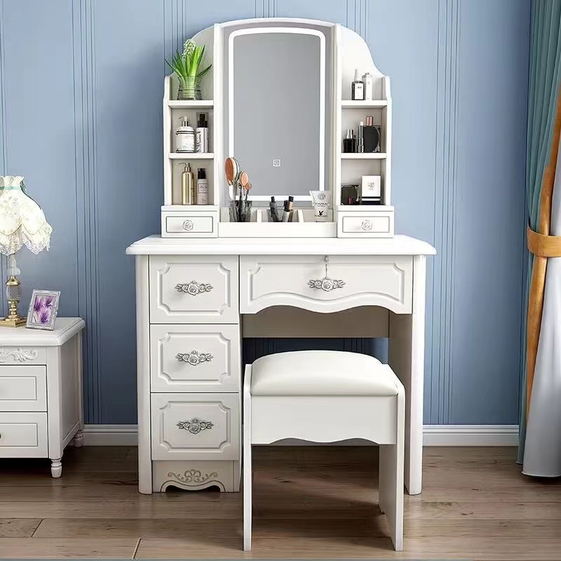 Desk Setup Simple - Girls White and Pink Modern Wooden