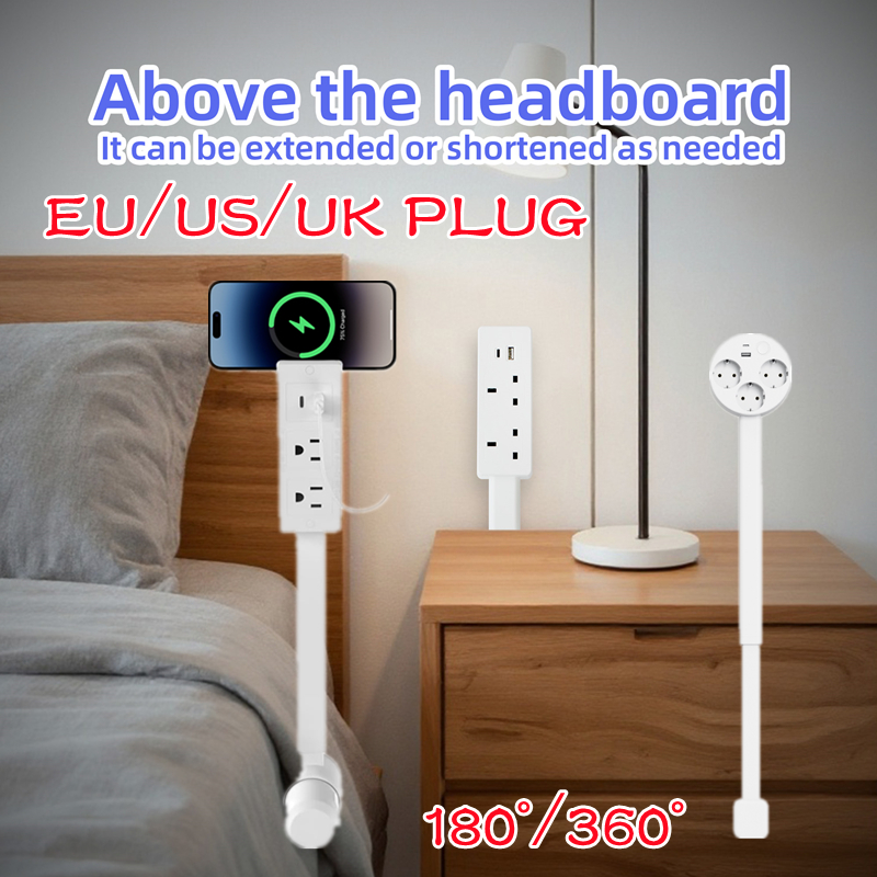 Power Strip Flat - Retractable Socket Rotates Electrical Outlet Extender
