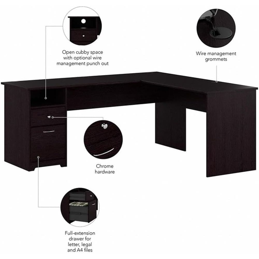Oak 72W L-Shaped Desk with Dra - Desk Setup Oak のレビューと価格