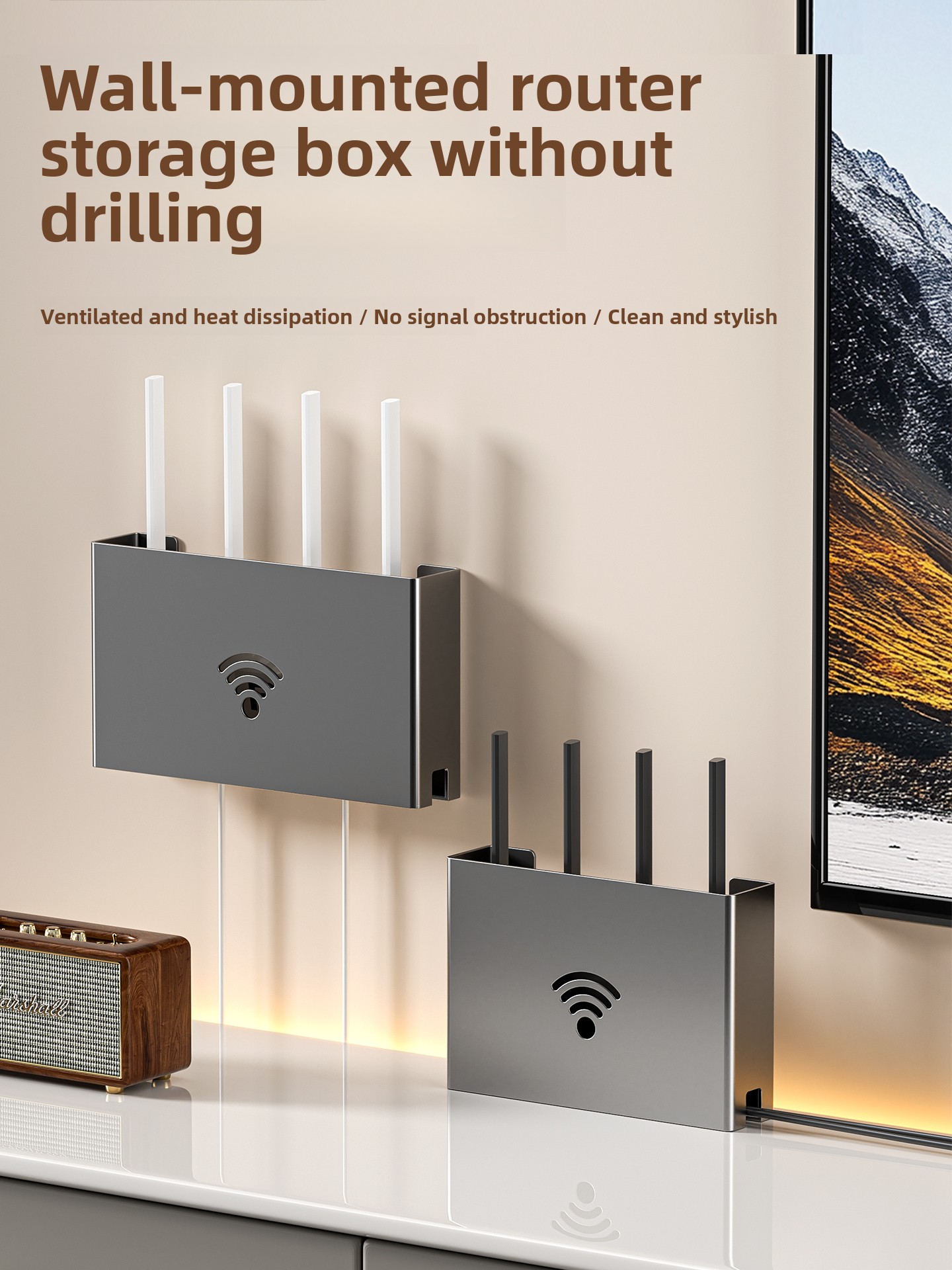 Wall-Mounted Router Storage Bo - Cable Box Organizer のレビューと価格