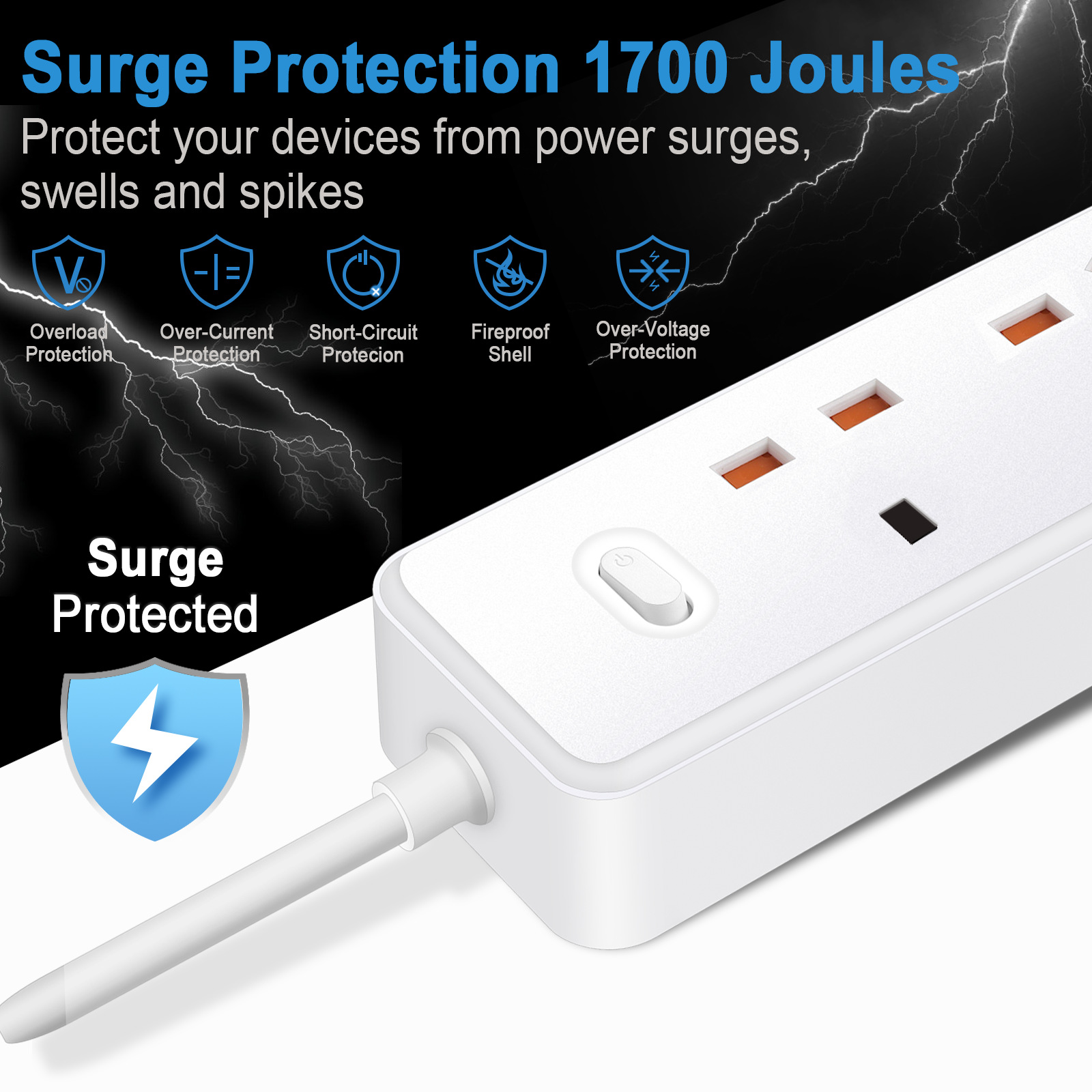 Power Strip Electric Socket UK - Power Strip Flat のレビューと価格