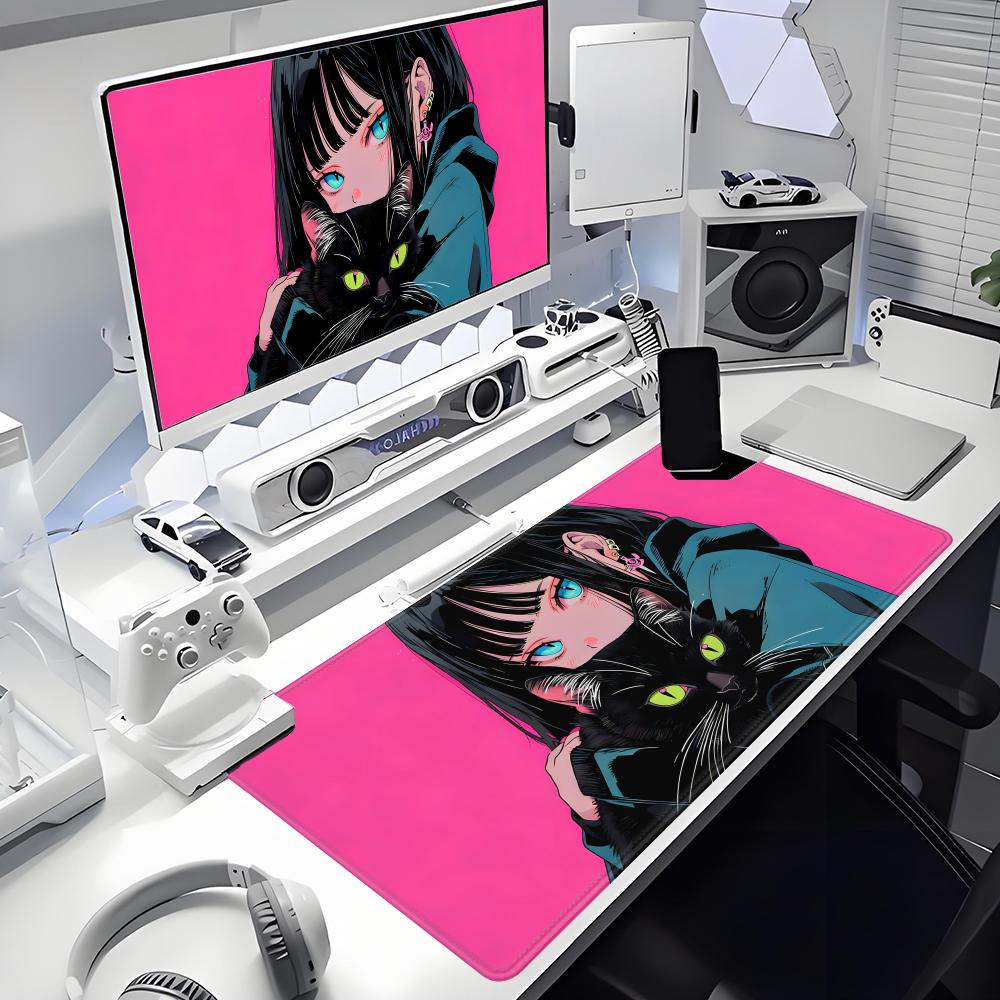 Gaming Mouse Pad Anime Black C - Desk Setup Rug のレビューと価格