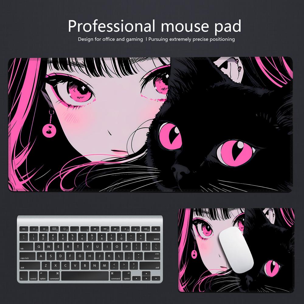 Gaming Mouse Pad Anime Black C - Desk Setup Rug のレビューと価格