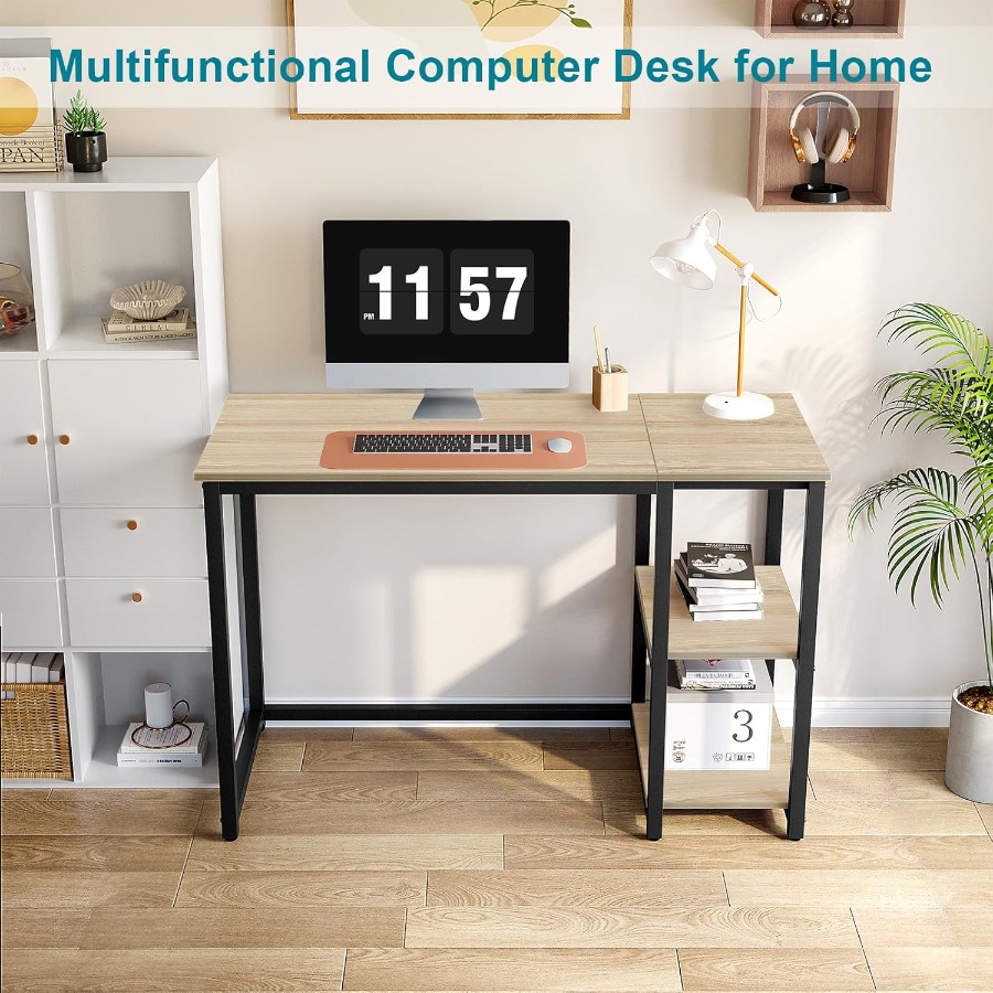 40'' Oak Computer Desk with Sh - Desk Setup Oak のレビューと価格