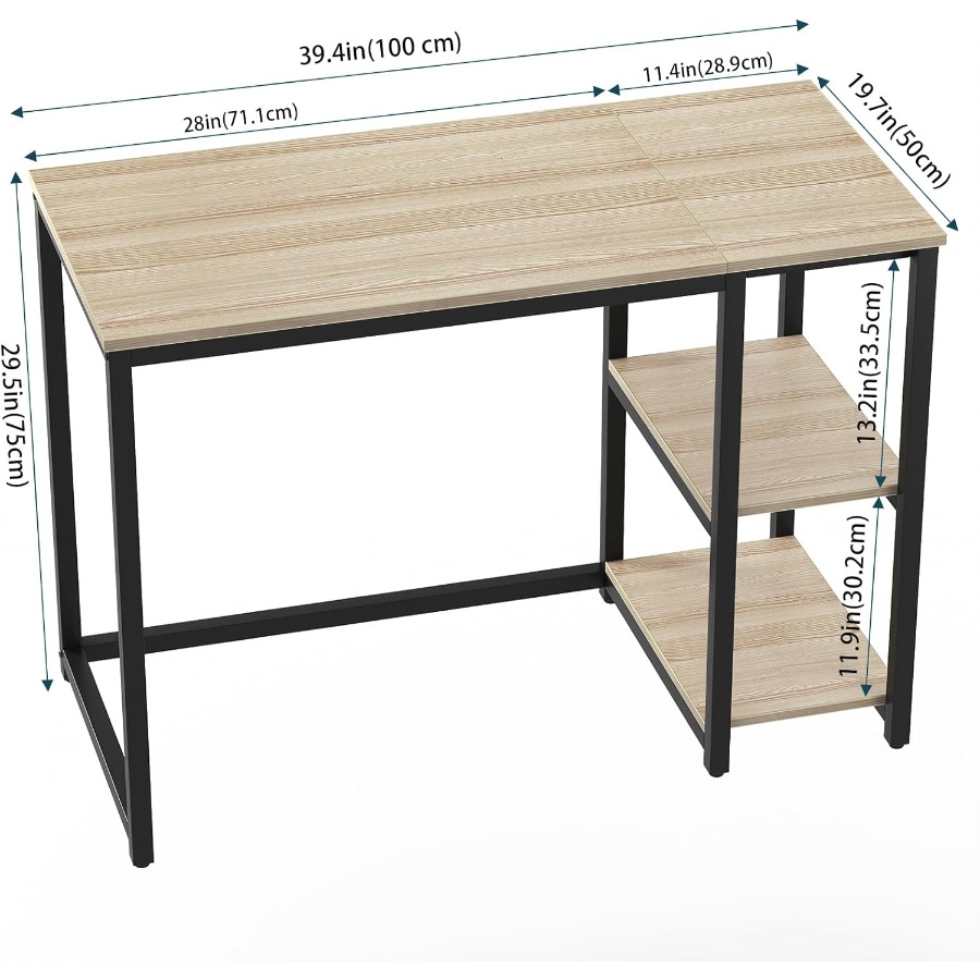 40'' Oak Computer Desk with Sh - Desk Setup Oak のレビューと価格