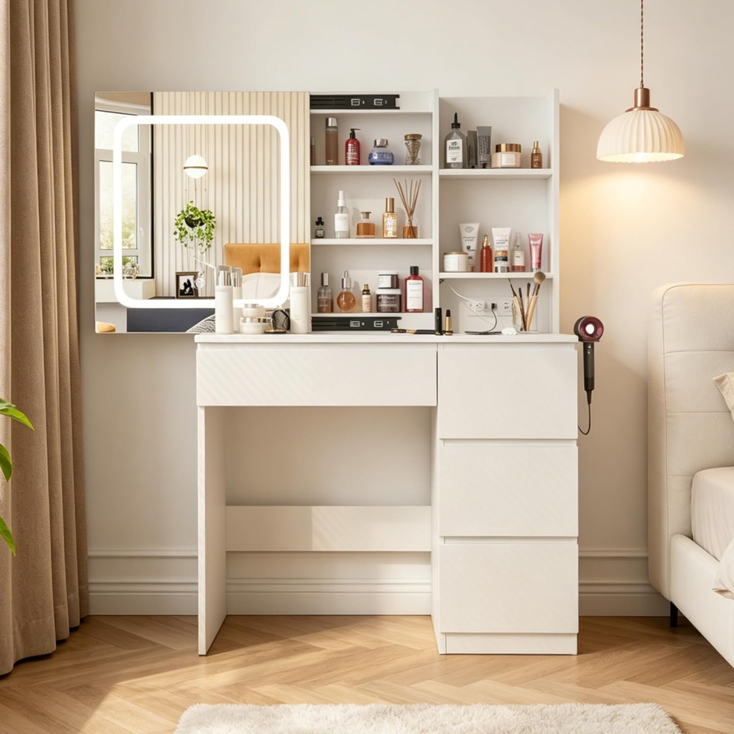 Make Up Vanity Desk with Charg - Desk Setup Charging Station のレビューと価格