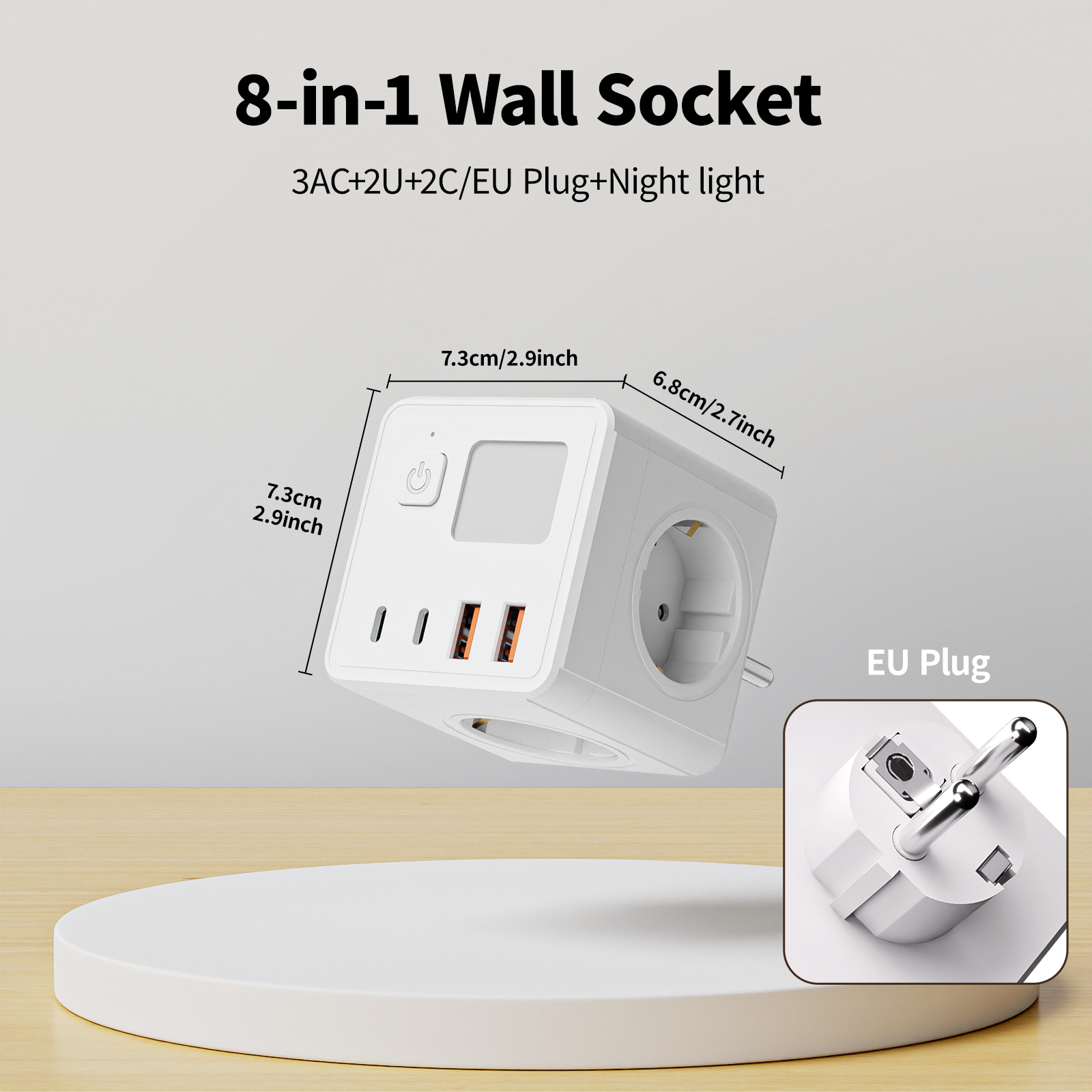 1 EU power strip, 3 AC sockets - Power Strip Flat のレビューと価格