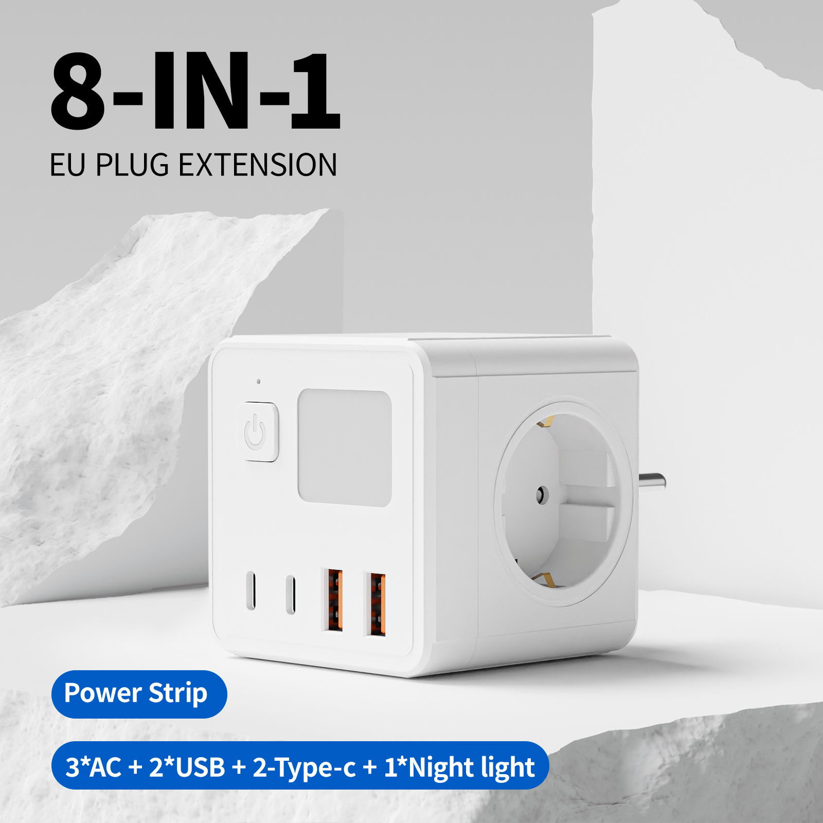 1 EU power strip, 3 AC sockets - Power Strip Flat のレビューと価格