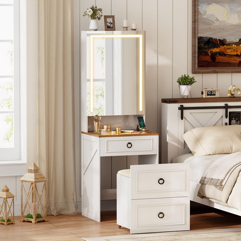 Vanity Desk with Flip up Vanit - Desk Setup Charging Station のレビューと価格