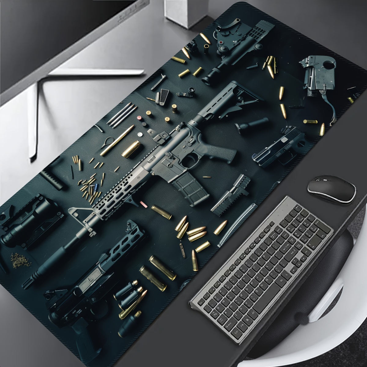 Gun Desk Mat Large Gaming Mous - Desk Setup Rug のレビューと価格