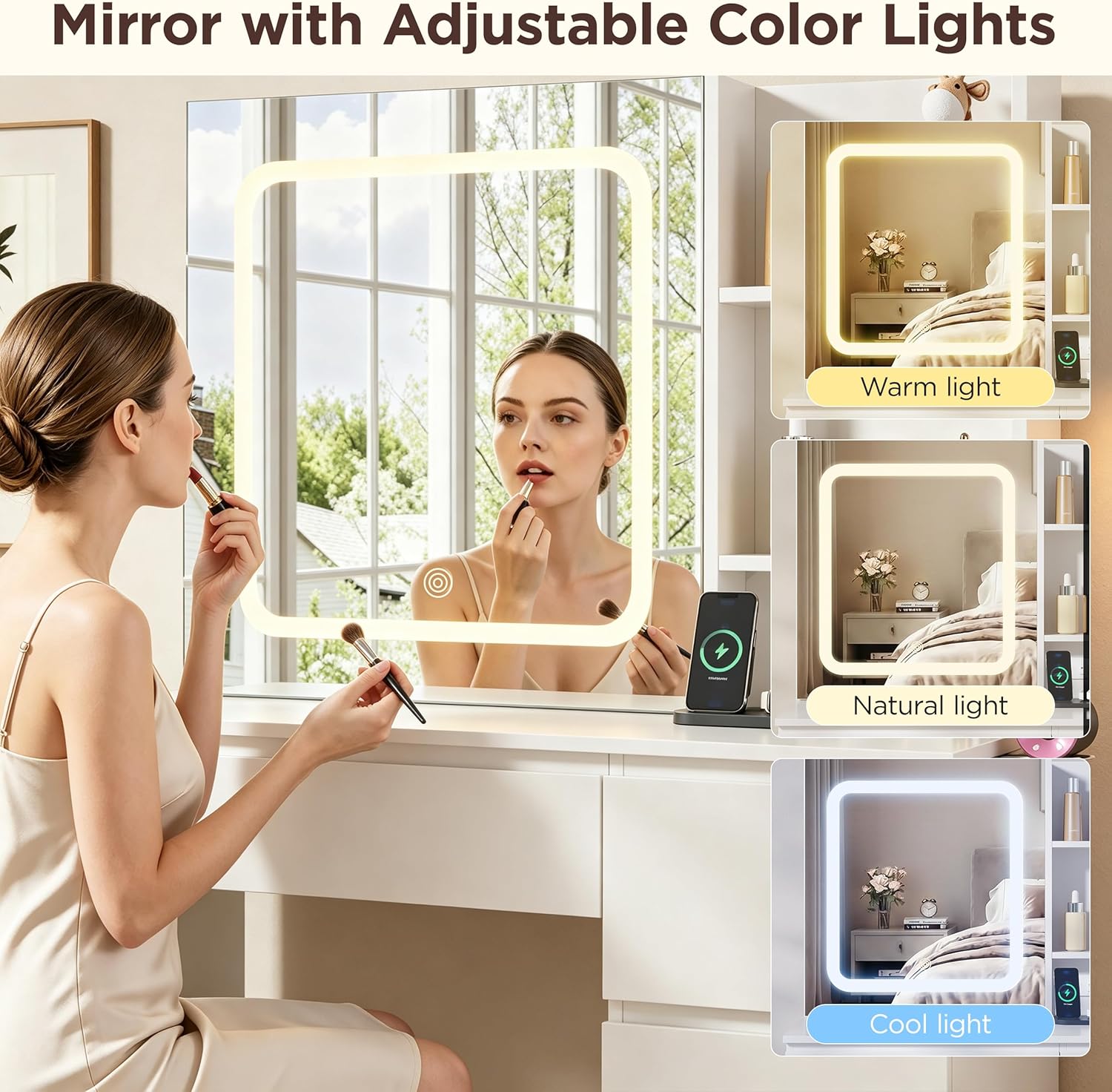 Make Up Vanity Desk with Charg - Desk Setup Charging Station のレビューと価格