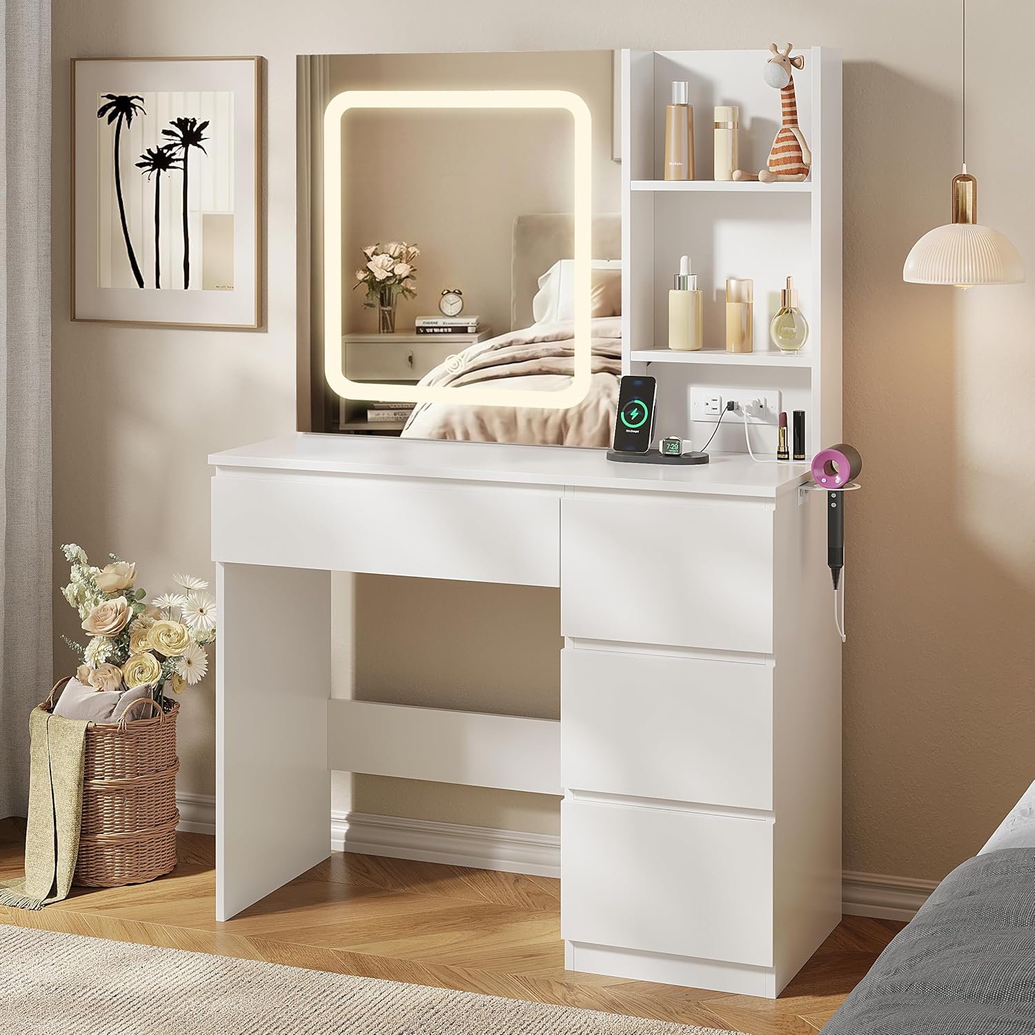 Make Up Vanity Desk with Charg - Desk Setup Charging Station のレビューと価格