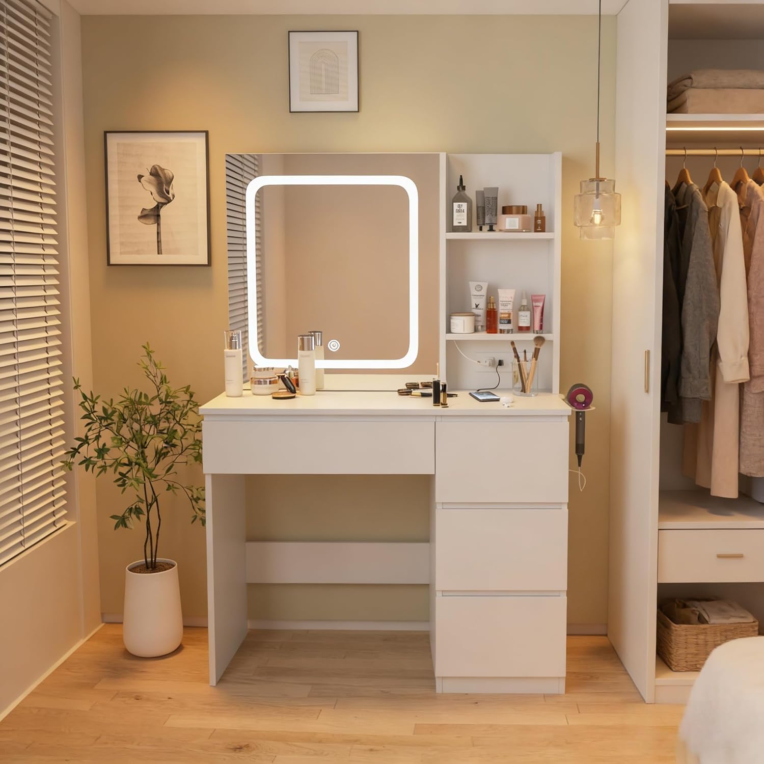 Make Up Vanity Desk with Charg - Desk Setup Charging Station のレビューと価格