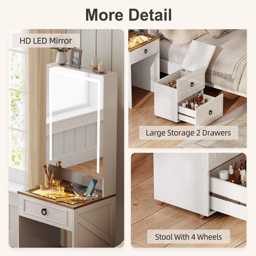 Vanity Desk with Flip up Vanit - Desk Setup Charging Station のレビューと価格