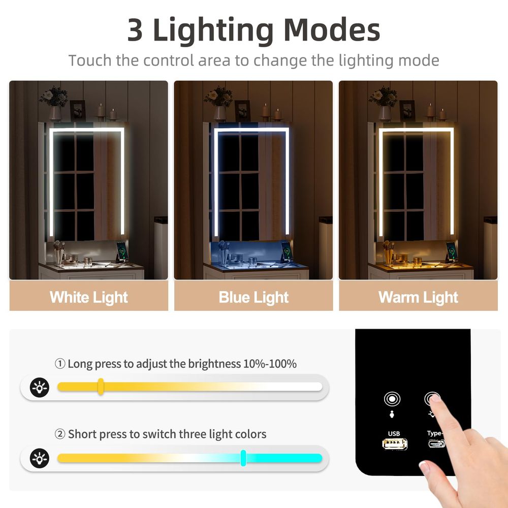 Vanity Desk with Flip up Vanit - Desk Setup Charging Station のレビューと価格