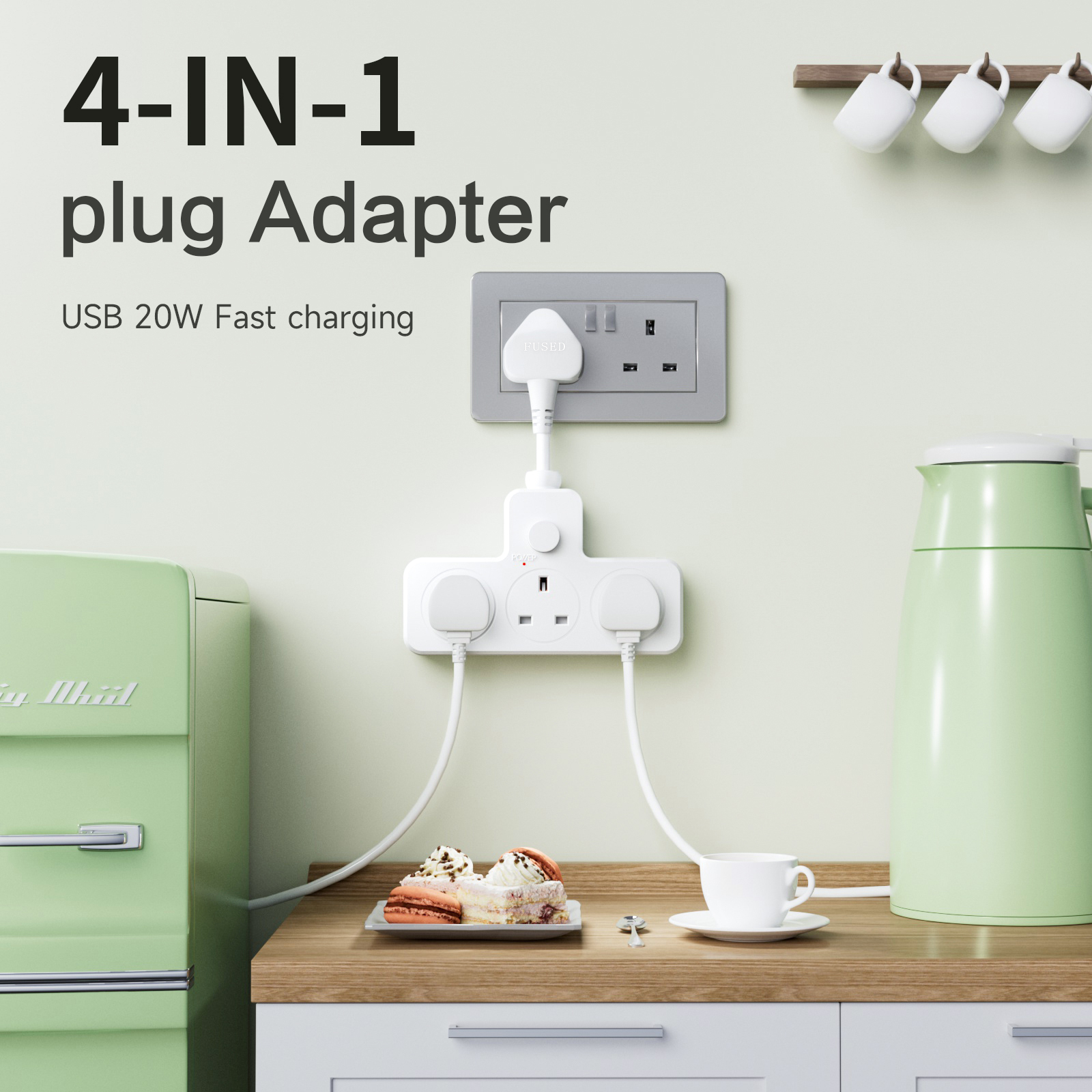 UK Power Plug Wall Outlet 13A  - Power Strip Flat のレビューと価格