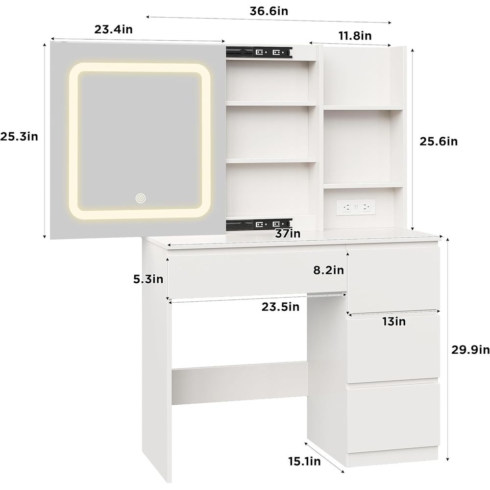 Vabches Make Up Vanity Desk wi - Desk Setup Charging Station のレビューと価格