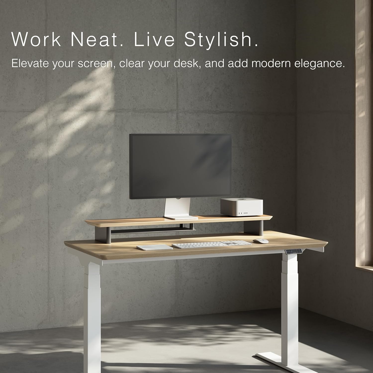 White Oak Dual‑Tier Ergonomic  - Desk Setup Oak のレビューと価格