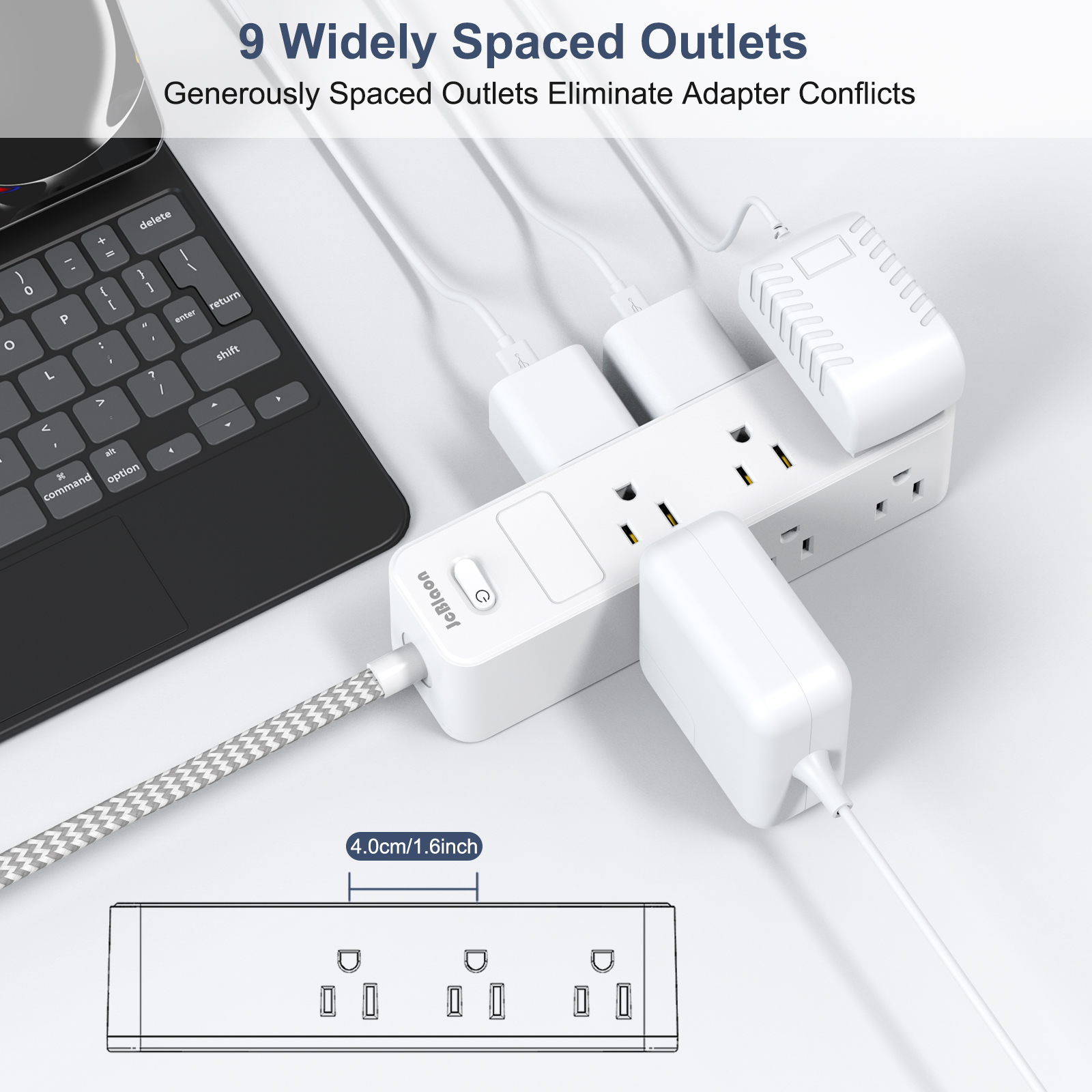 9-in-1 Surge Protector Power S - Power Strip Flat のレビューと価格