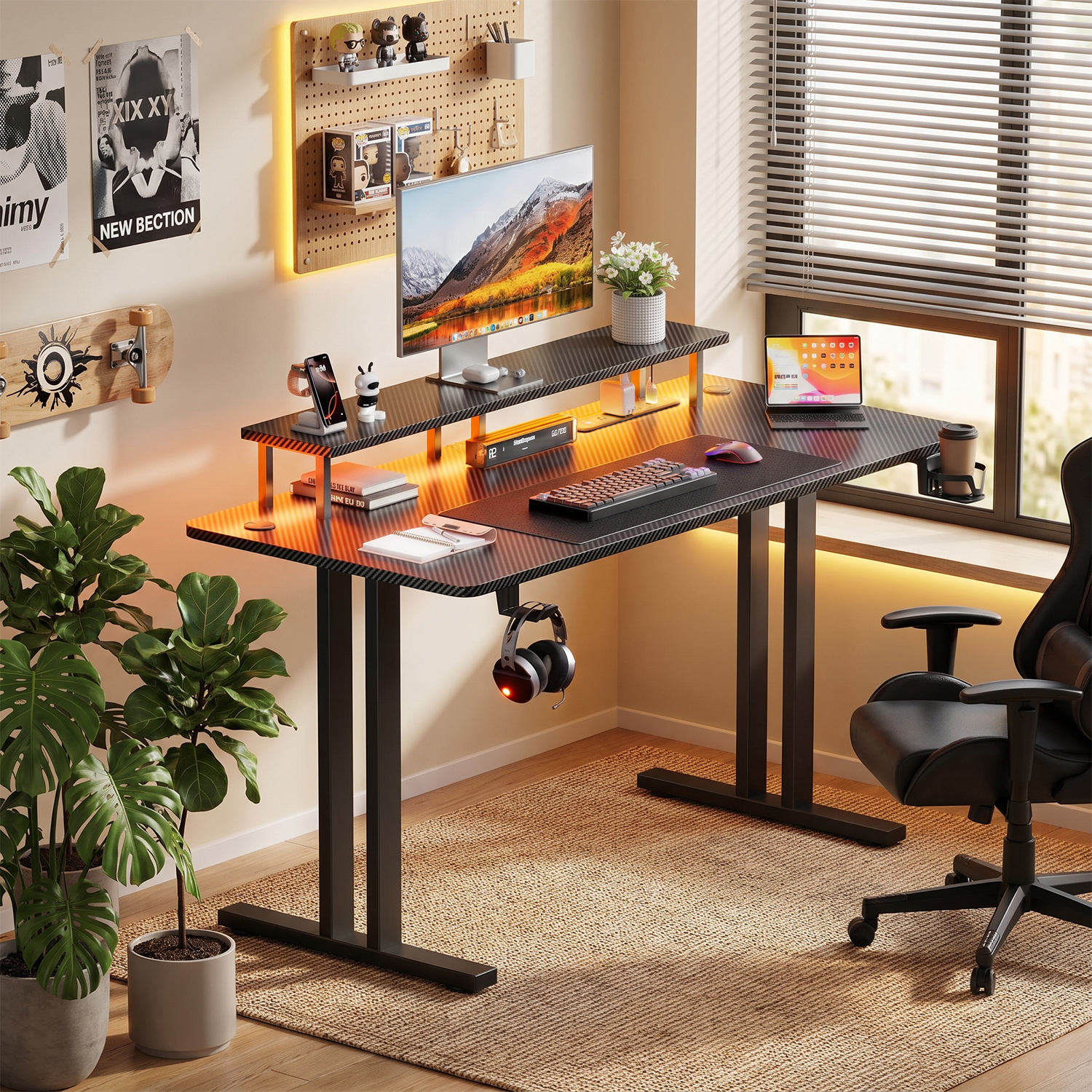Gaming Desk with LED Lights &  - Desk Setup Home Office のレビューと価格