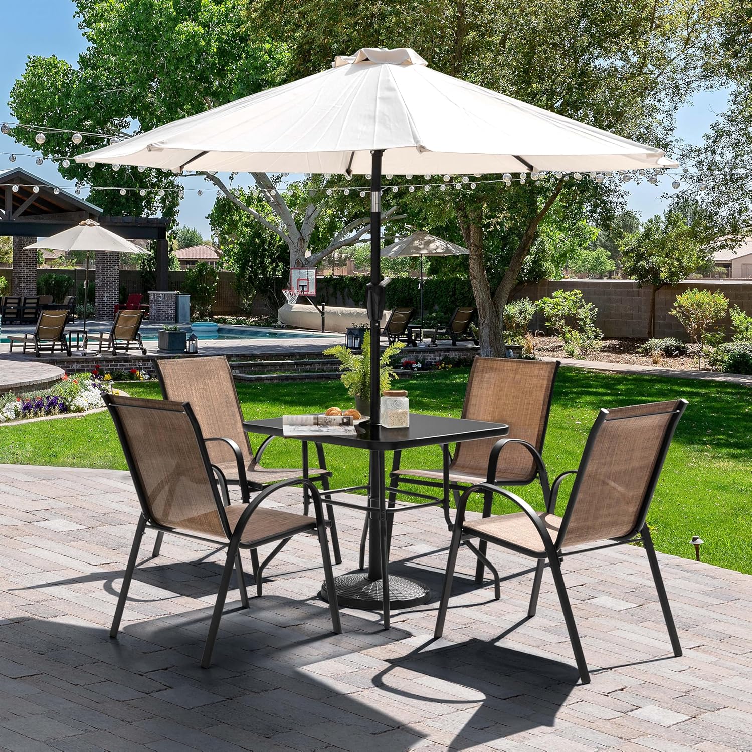5 Piece Metal Patio Dining Set - Desk Setup Black のレビューと価格