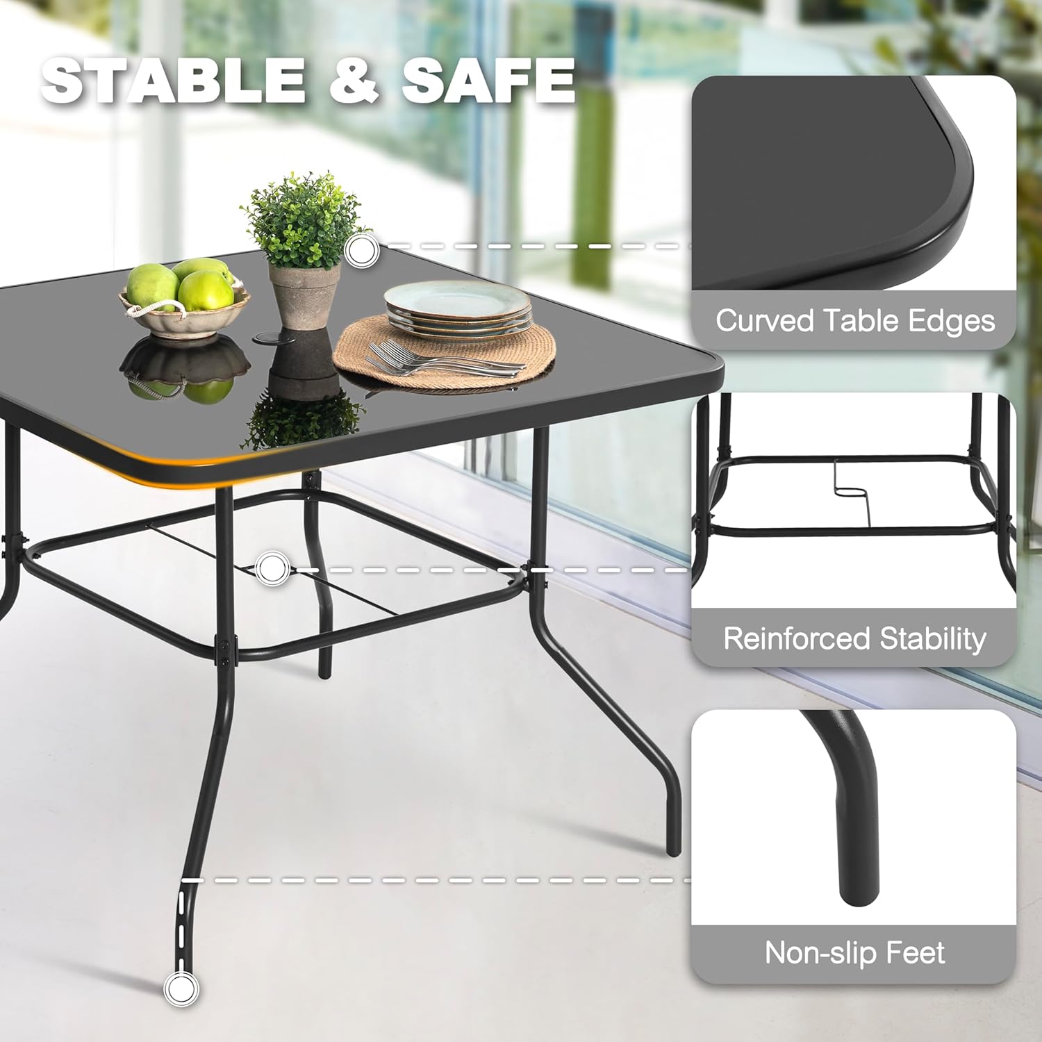 5 Piece Metal Patio Dining Set - Desk Setup Black のレビューと価格