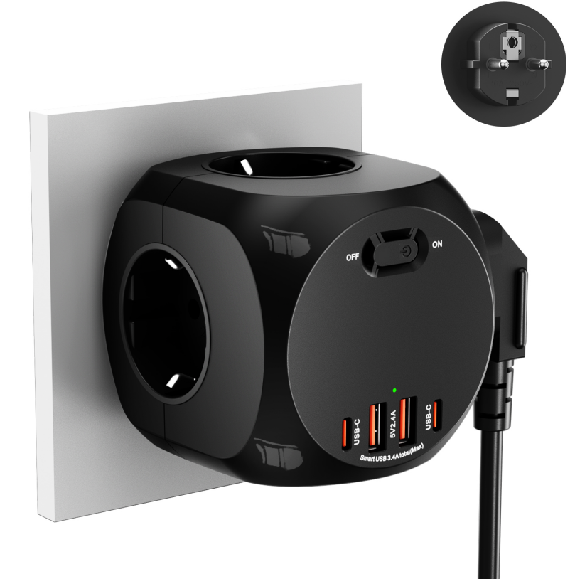 4000W EU Plug Power Strip Cube - Power Strip Flat のレビューと価格