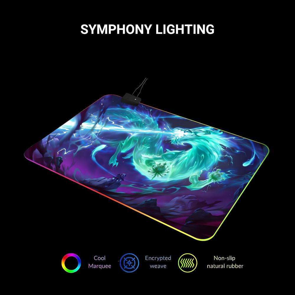 RGB LED Blue Dragon Mouse Pad  - Desk Setup Rug のレビューと価格