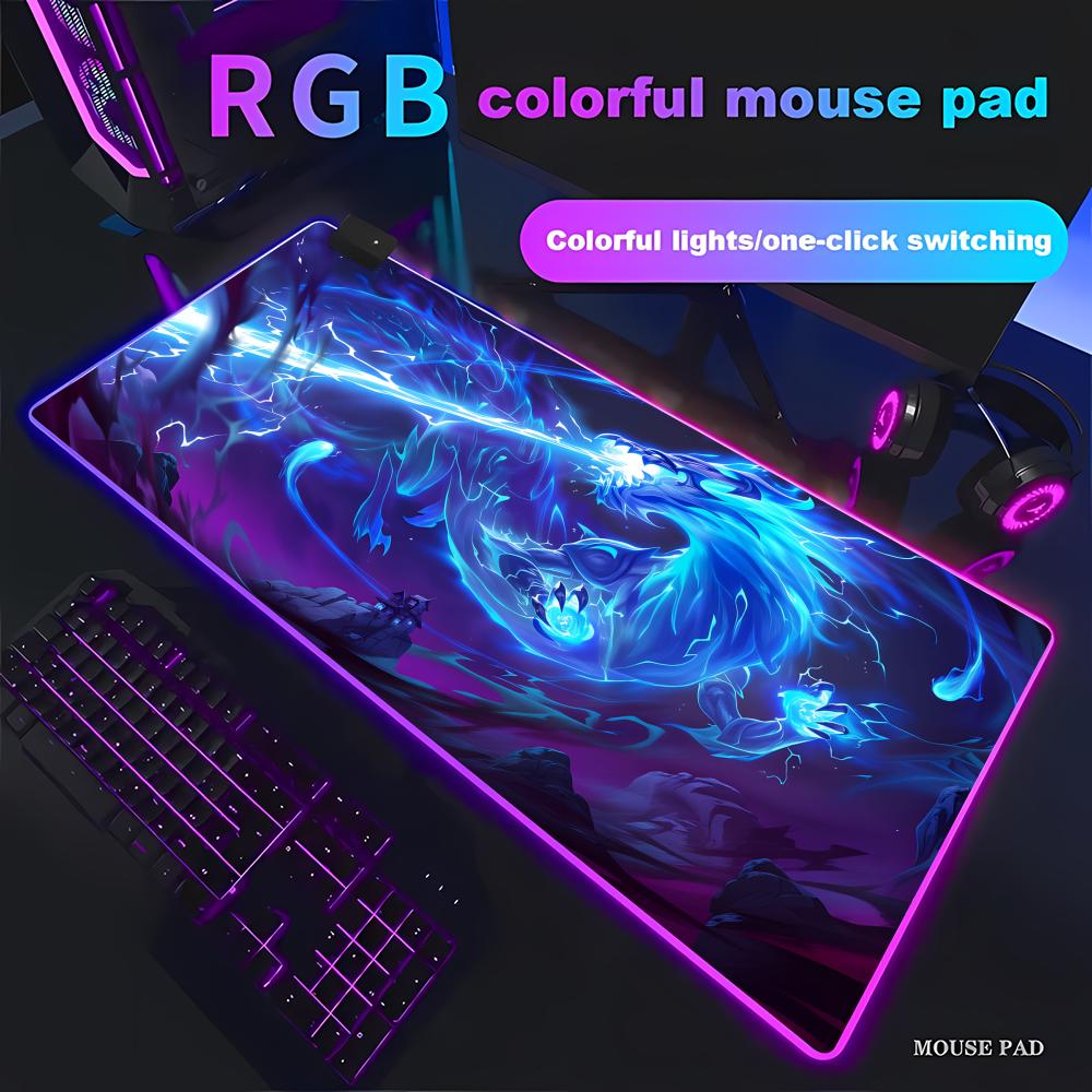 RGB LED Blue Dragon Mouse Pad  - Desk Setup Rug のレビューと価格