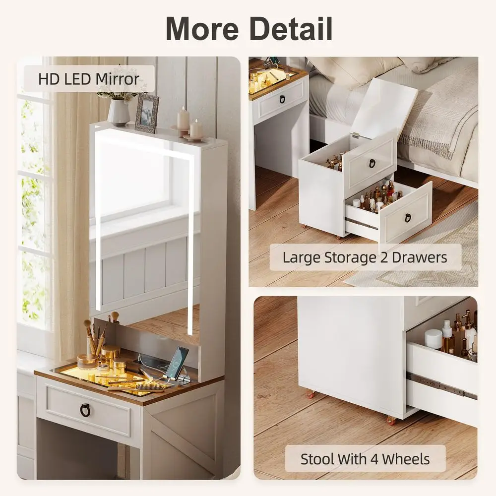 Vanity Desk with Flip up Vanit - Desk Setup Charging Station のレビューと価格