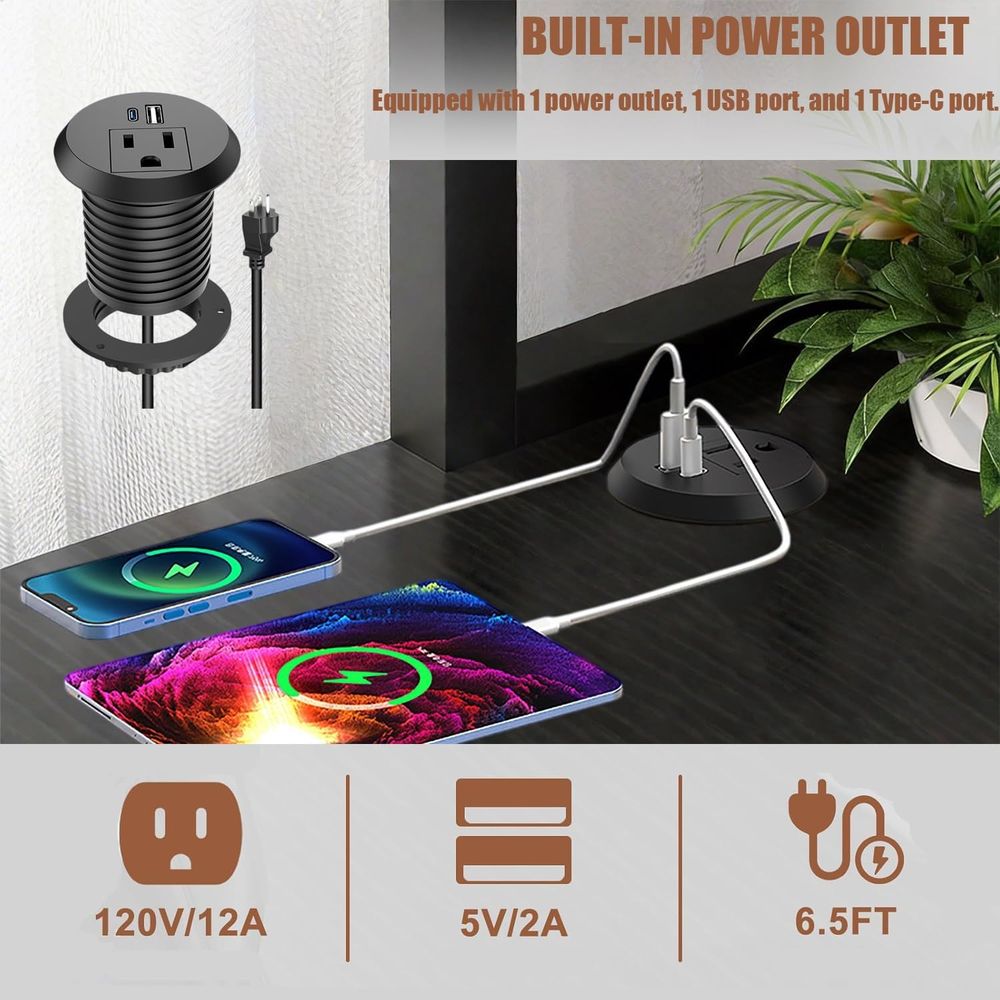 LED-Illuminated 39 Gaming Desk - Desk Setup Charging Station のレビューと価格