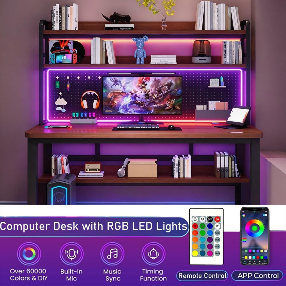 LED-Illuminated 39 Gaming Desk - Desk Setup Charging Station のレビューと価格