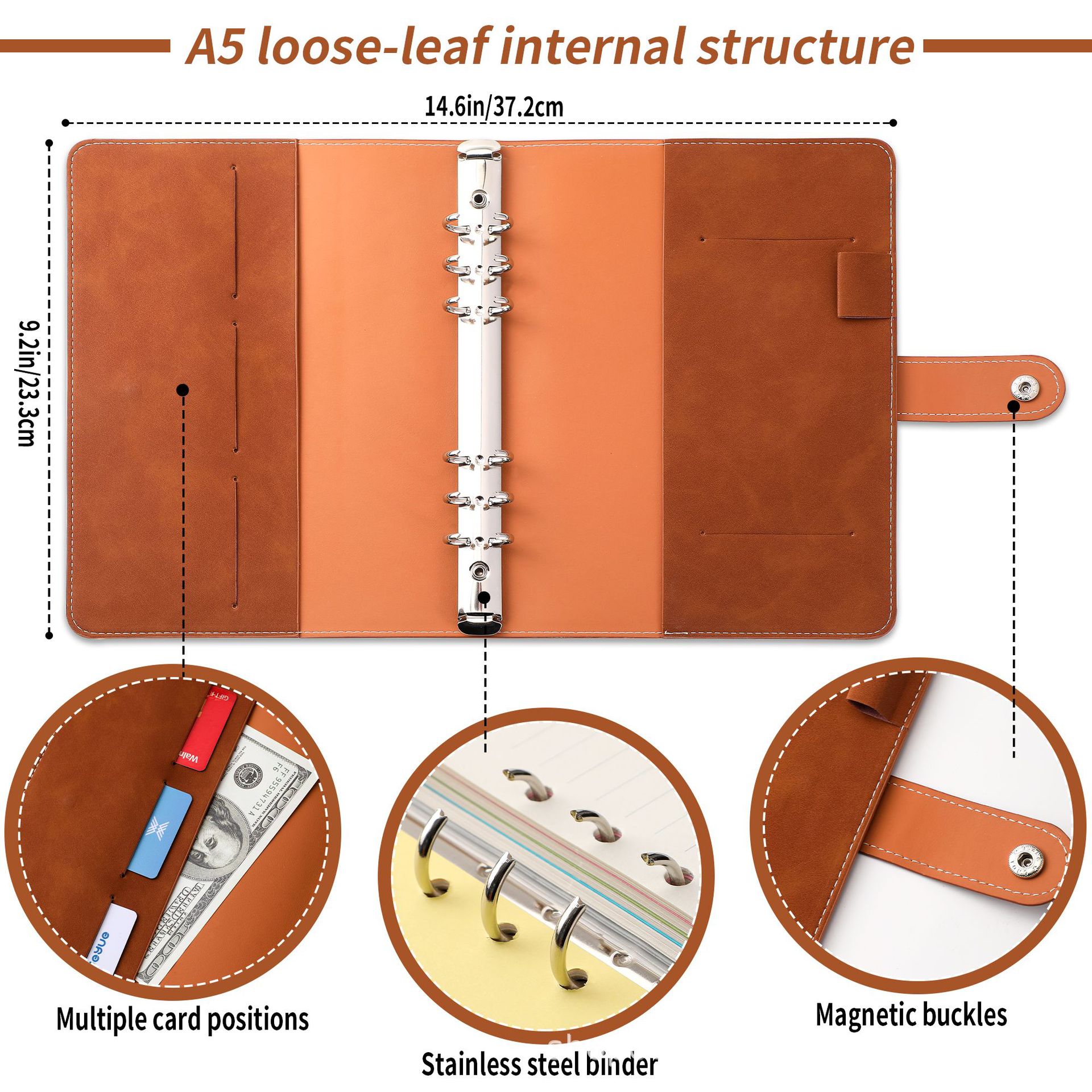 A5 Soft PU Leather Notebook Bi - Ring Binder Box のレビューと価格