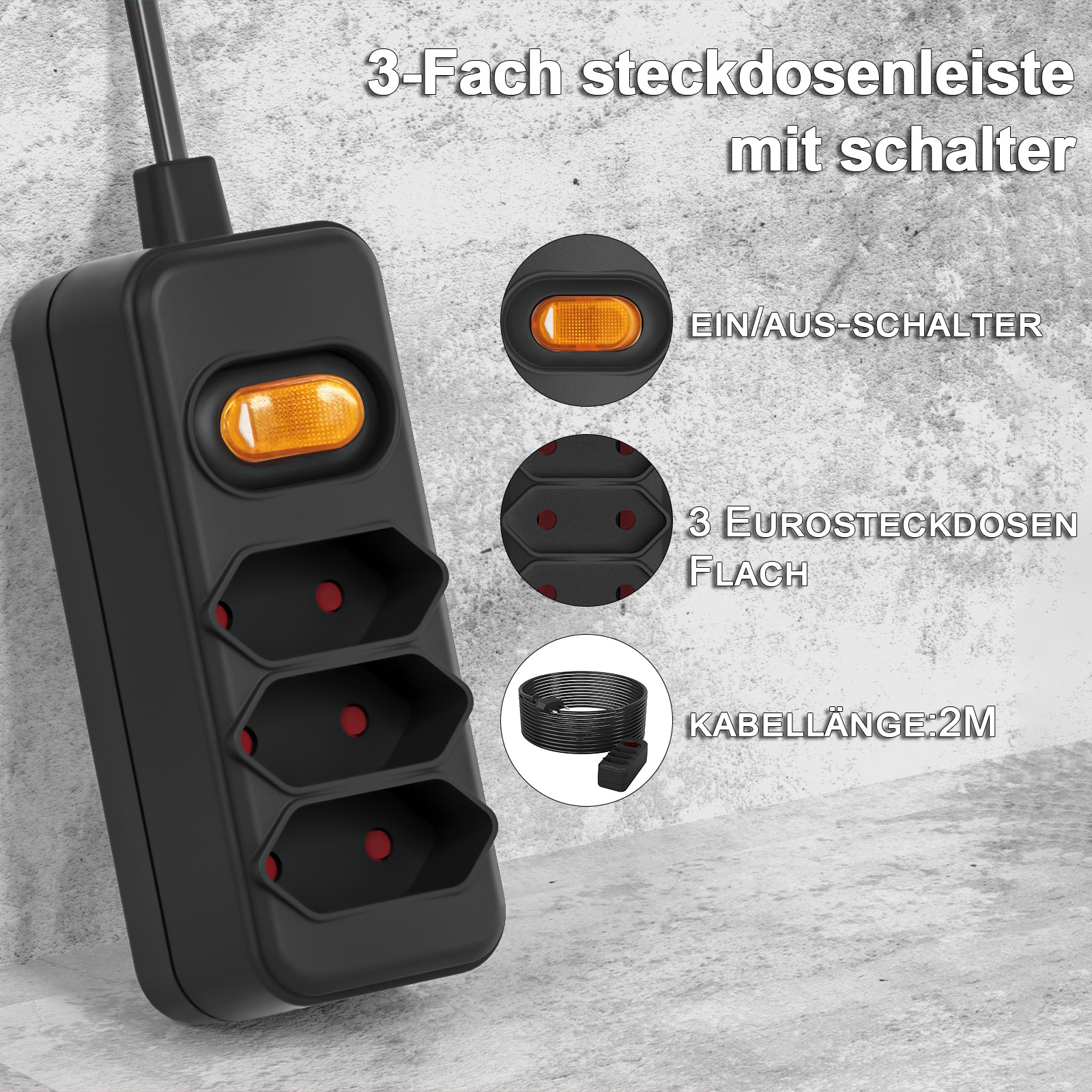European EU 2 Prong Power Sock - Power Strip Flat のレビューと価格