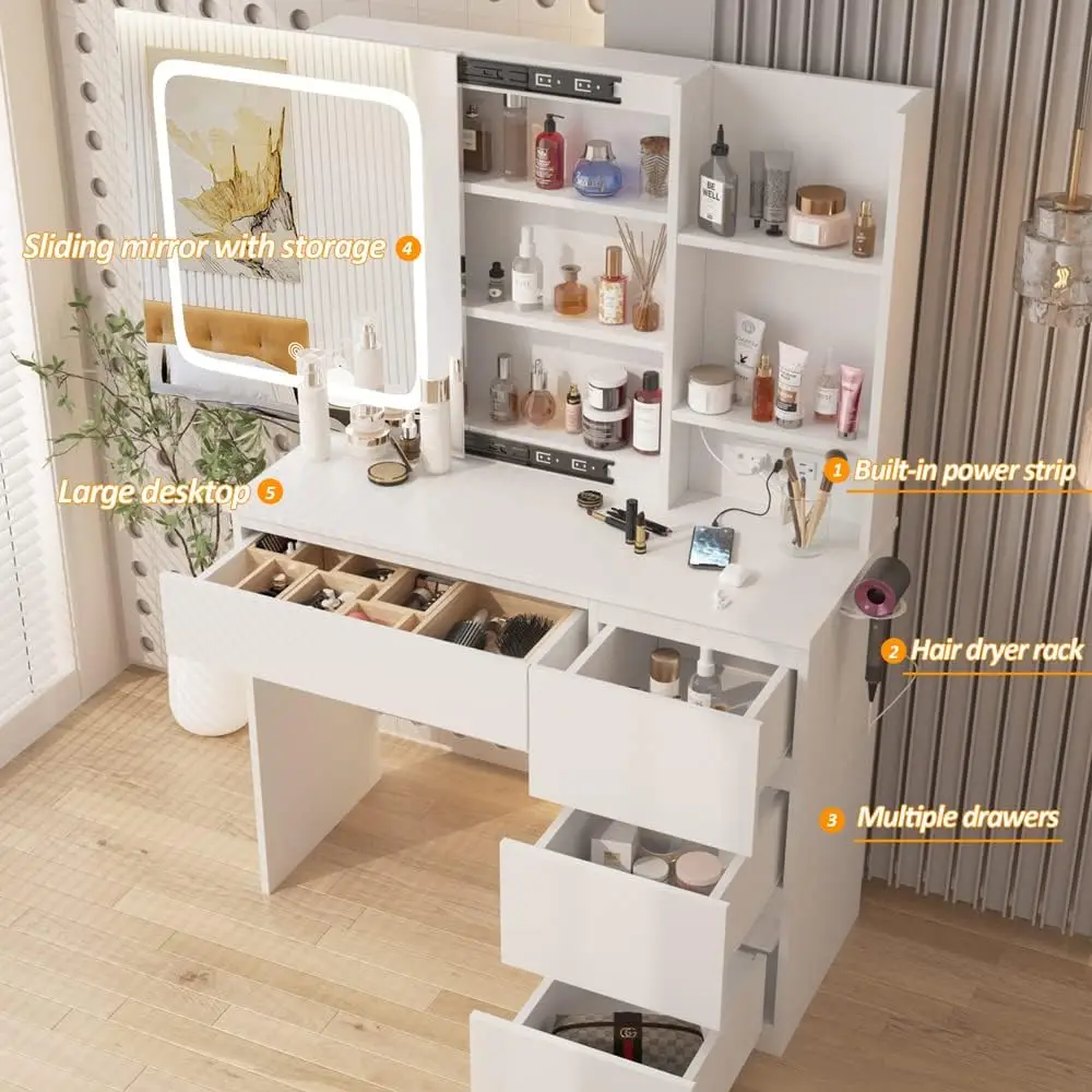 Make Up Vanity Desk with Charg - Desk Setup Charging Station のレビューと価格
