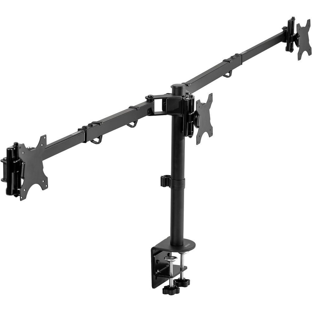 Triple Monitor Desk Mount, Adj - Desk Setup Black のレビューと価格