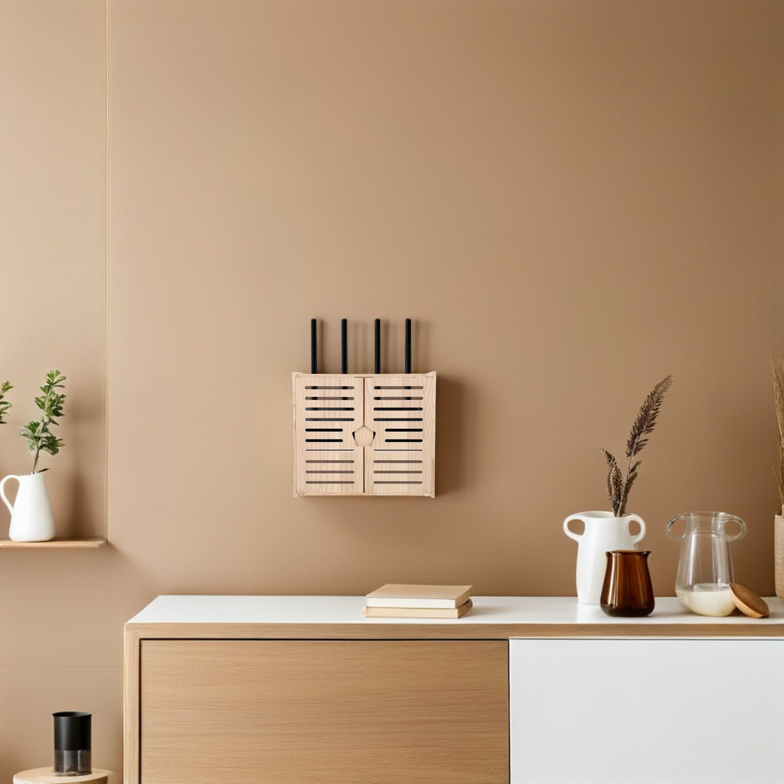 Wooden WiFi Router Storage Box - Cable Box Organizer のレビューと価格