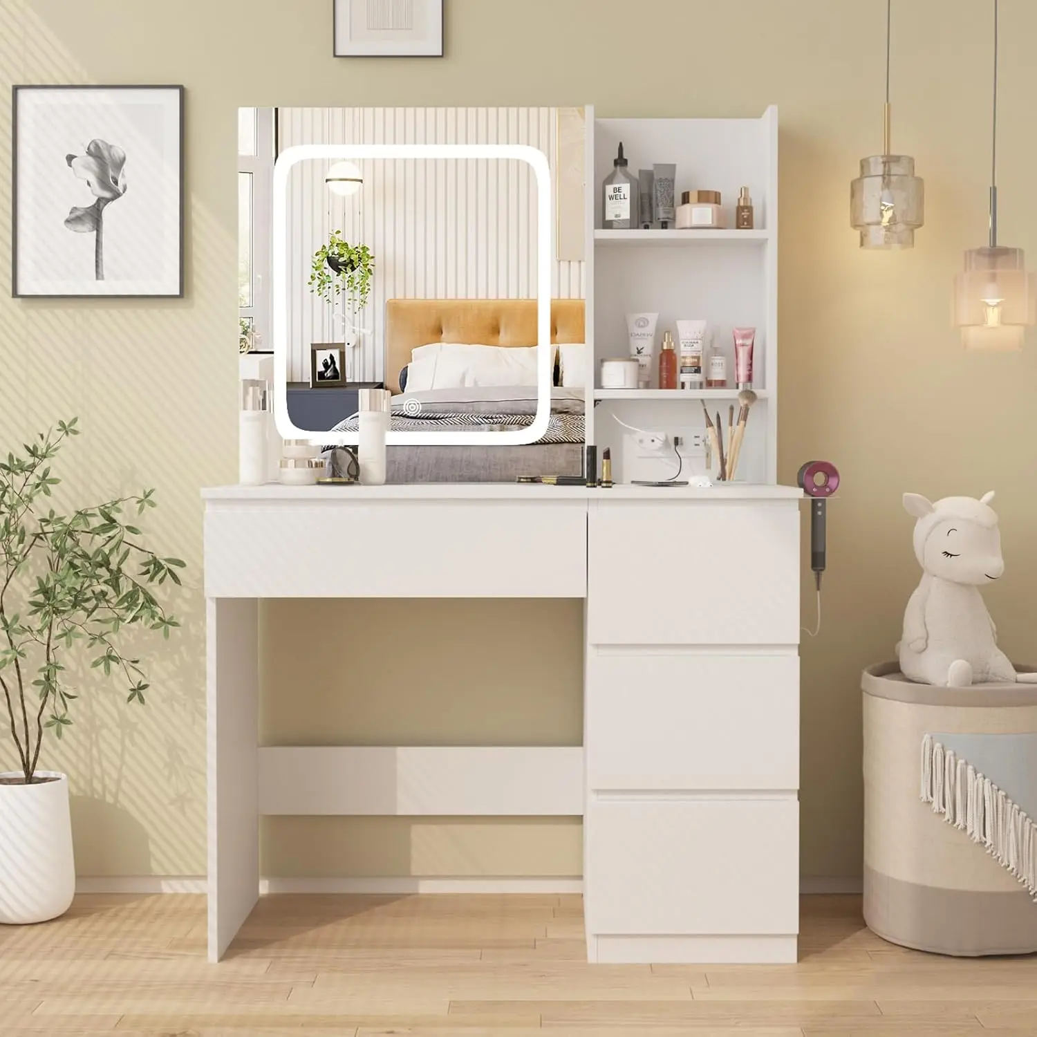 Make Up Vanity Desk with Charg - Desk Setup Charging Station のレビューと価格