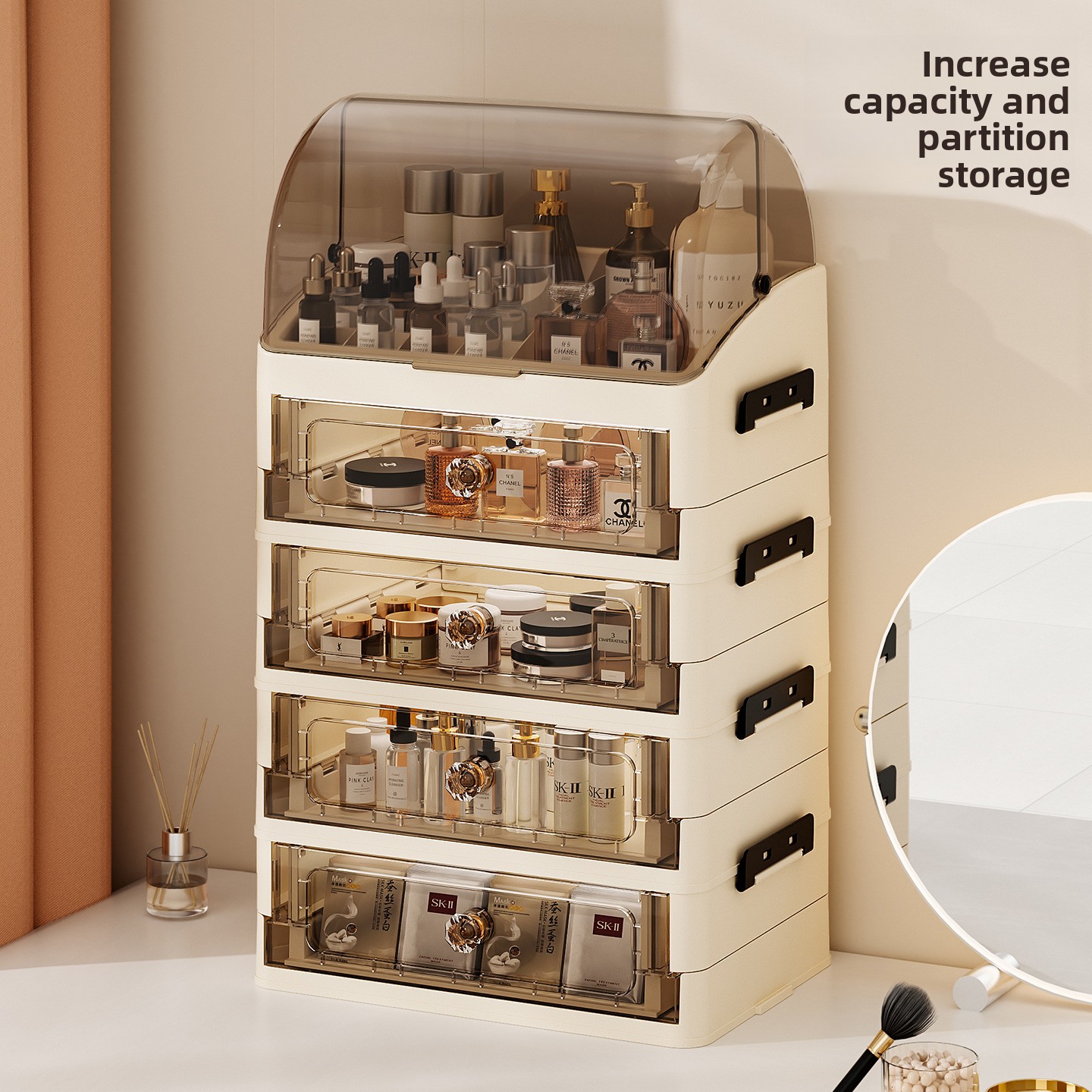 Luxury covered cosmetics stora - Desk Setup Productivity のレビューと価格