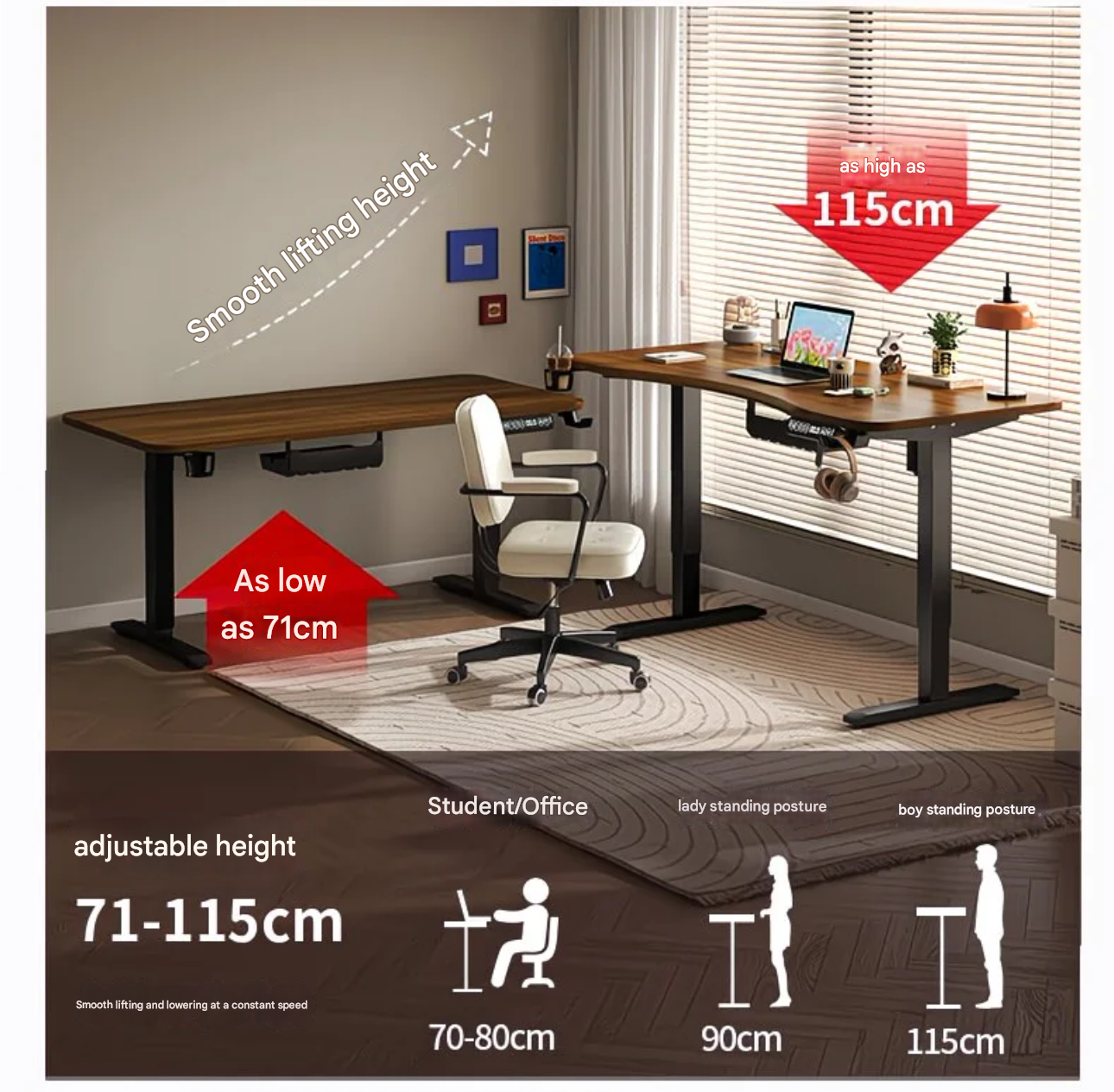 80/100/120/140cm Height Adjust - Desk Setup Home Office のレビューと価格