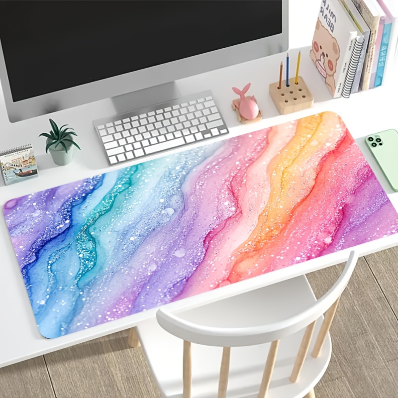 Vibrant Rainbow Glitter Marble - Desk Setup With Laptop のレビューと価格