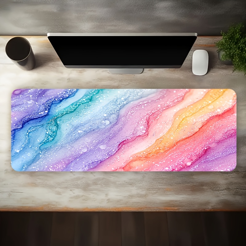 Vibrant Rainbow Glitter Marble - Desk Setup With Laptop のレビューと価格