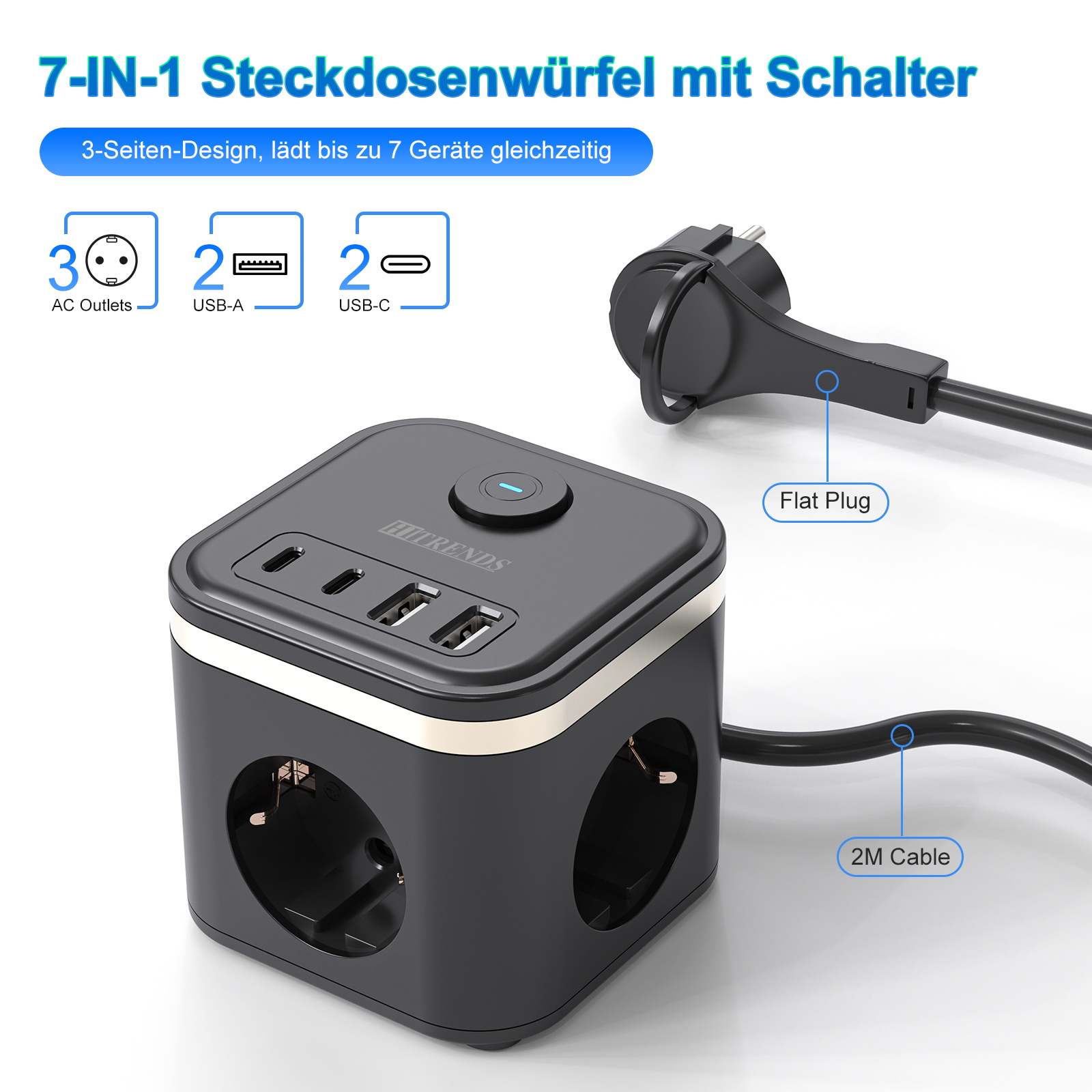 3680W EU Flat Plug Power Strip - Power Strip Flat のレビューと価格